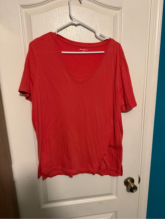 Eddie Bauer Tops - Eddie Bauer Red V-Neck Short Sleeve Tee